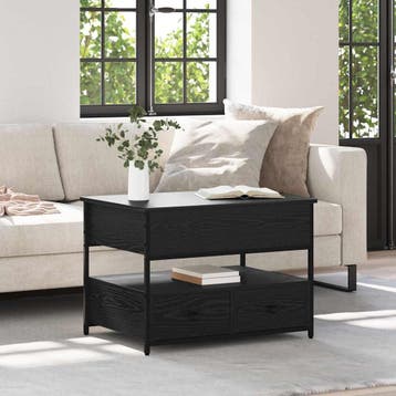 vidaXL Salontafel met lade Zwart Eiken 70 x 50 x 54.5 cm, Verzenden, Nieuw