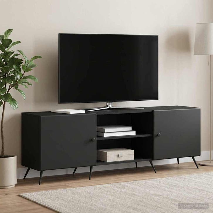 vidaXL TV Kast Zwart 150 x 31 x 50 cm Bewerkt hout, Maison & Meubles, Armoires | Mobilier de télévision, Envoi