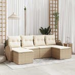 vidaXL Bankstel met kussen met opslag 6 pcs Beige en Wit, Verzenden, Nieuw