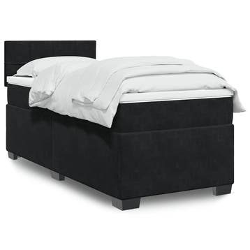 vidaXL Boxspring met matras fluweel zwart 1-persoons, Verzenden, Nieuw