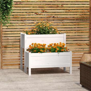 vidaXL Plantenbak 84,5x84x75 cm massief grenenhout wit, Verzenden