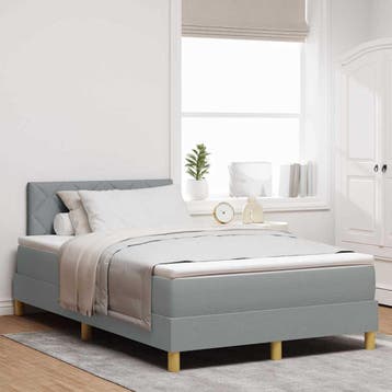 vidaXL LED Box Spring Bed met hoofdeinde Lichtgrijs 120 x, Verzenden