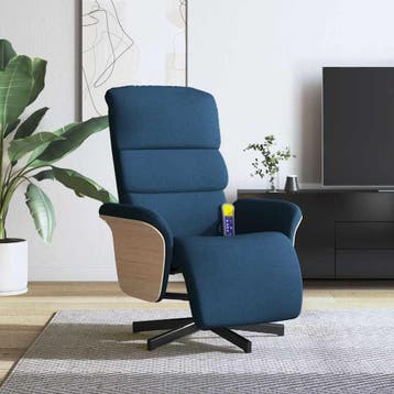 vidaXL Massagestoel verstelbaar met voetensteun stof blauw, Verzenden, Nieuw