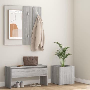 vidaXL Garderobe set bewerkt hout grijs sonoma eikenkleurig, Verzenden
