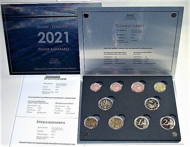 7,88 Euro,munten set 1 Cent-2 Euro+ 2 x 2 Euro 2021 Finnl..., Timbres & Monnaies, Monnaies | Europe | Monnaies euro, Envoi