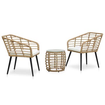 vidaXL 3-delige Bistroset poly rattan eikenkleurig, Tuin en Terras, Tuinsets en Loungesets, Verzenden, Nieuw