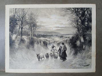 Frank Corbyn Price (1862-1933) - Schapen in een winters, Antiek en Kunst