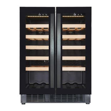 Wijnkoelkast 100L | 40 flessen | 2 Glazen deur | Zwart | 2, Verzenden, Nieuw in verpakking