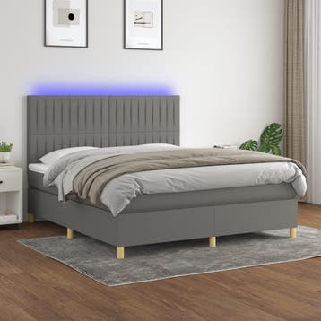 vidaXL Boxspring met matras en LED stof donkergrijs 160x200, Verzenden, Nieuw