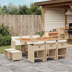 vidaXL 11-delige Tuinset met kussens poly rattan beige, Verzenden, Nieuw, Tuinset