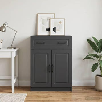 vidaXL Dressoir met lade Zwart 66 x 34,5 x 87 cm Bewerkt, Huis en Inrichting, Kasten | Dressoirs, Verzenden, Nieuw