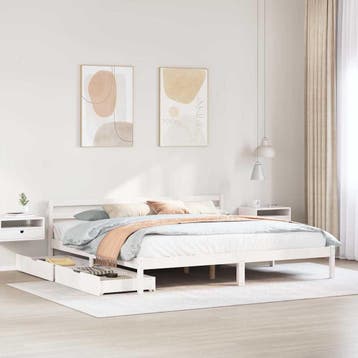 vidaXL Bedframe zonder matras massief grenenhout wit 180x200, Verzenden