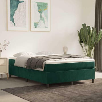 vidaXL Boxspring met matras fluweel donkergroen 140x200 cm, Verzenden