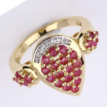 Zonder minimumprijs - Ring Zilver - 1.34ct. tw. Robijn -, Nieuw