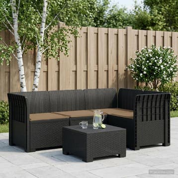 vidaXL 4-Persoons Tuin Sofa met Kussens Rattan Look PP, Verzenden