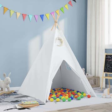 vidaXL Teepee Tent Wit 120 x 120 x 150 cm Stof en Plastic, Verzenden