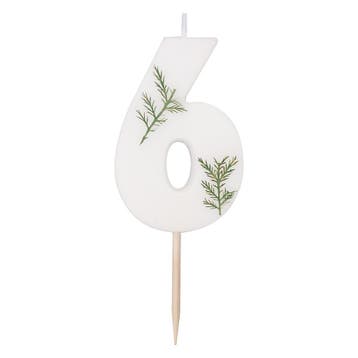 Witte Kaars 6 Jaar Gebladerd 5cm, Verzenden, Nieuw