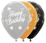 Ballonnen Happy Birthday Sparkle Elegant Mix 30cm 25st, Verzenden, Nieuw