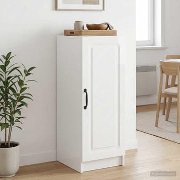 vidaXL Dressoir Hoogglans Wit 33 x 34,5 x 87 cm Bewerkt hout, Verzenden, Nieuw