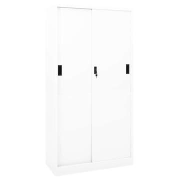 vidaXL Kantoorkast met schuifdeuren 90x40x180 cm staal wit, Verzenden