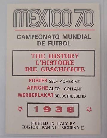 1970 Panini Manifesto/Affiche/Poster Mexico 70 France 1938 -, Collections