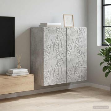 vidaXL Wandkast 59 x 31 x 60 cm Bewerkt hout Betongrijs, Huis en Inrichting, Kasten | Overige, Verzenden, Nieuw