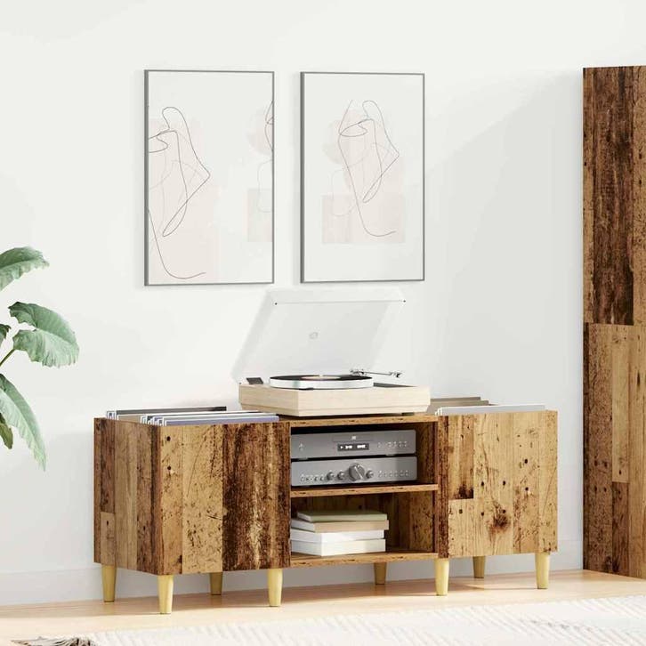 vidaXL Platenkast 121 x 38 x 48 cm Bewerkt hout Oud Hout, Maison & Meubles, Armoires | Autre, Envoi
