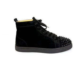 Christian Louboutin - Lou Spikes Orlato suède - High-top
