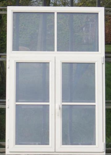pvc ram , chassis , venster 118 x 180 creme / kiezelgrijs, 75 tot 150 cm, Kunststof, Raamkozijn, Nieuw
