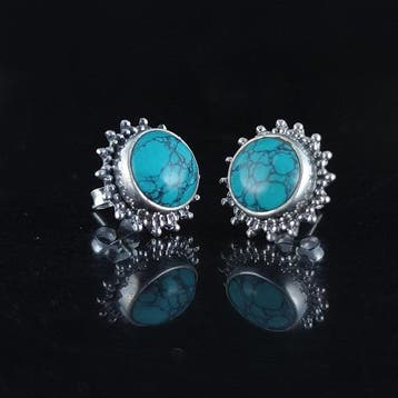 Turquoise - Zilver - Oorbellen - Kalmte, vrede