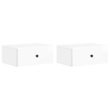 vidaXL Muurbevestigde Nachttafel 2 pcs Hoogglans Wit 49 x, Huis en Inrichting, Verzenden, Nieuw