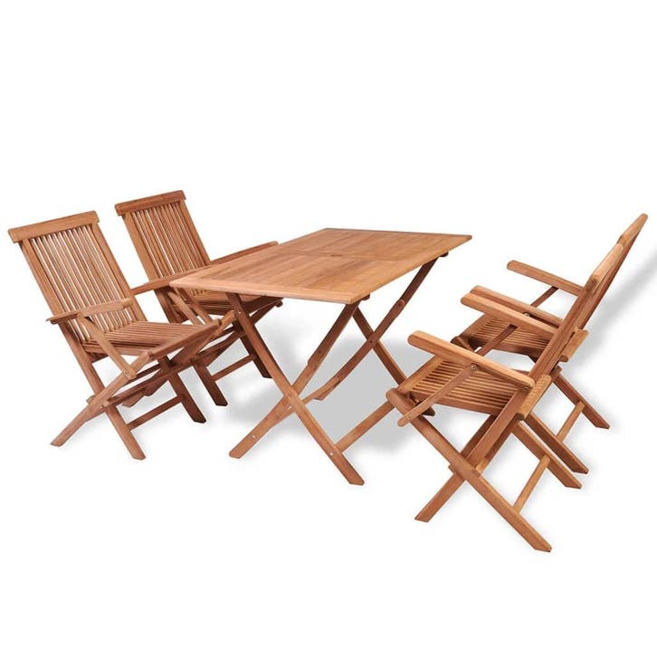 vidaXL 5-delige Tuinset massief teakhout, Tuin en Terras, Tuinsets en Loungesets, Tuinset, Nieuw, Verzenden