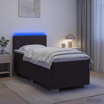 vidaXL Boxspringbed met matras en LED Donkerbruin 90 x 190, Verzenden, Nieuw