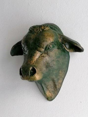 Vanessa Bonino - sculptuur, Bull - bronze effect - 21 cm -