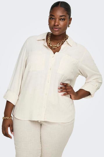 ONLY blouse linnen oprolmouw44Maat 42/44 (L), Verzenden