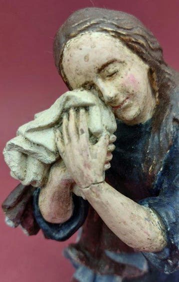 sculptuur, María Magdalena penitente - 15 cm - Veelkleurige, Antiek en Kunst