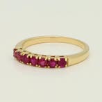 Ring - 18 karaat Geel goud - Robijn, Handtassen en Accessoires, Ringen, Nieuw
