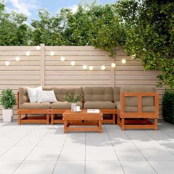 vidaXL Tuin loungeset 6 st Wasbruin Massief grenenhout, Verzenden, Nieuw, Loungeset