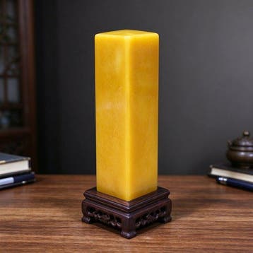 Huanglong Jade Kubus - Hoogte: 18 cm - Breedte: 6 cm- 1750 g, Verzamelen