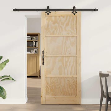 vidaXL Schuifdeur Naturel en Zwart 86 x 198,5 cm Massief, Verzenden, Nieuw