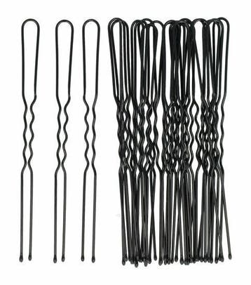 Haardotspelden 8cm – Metalen Haarpinnen – Zwart – 24 Stuks