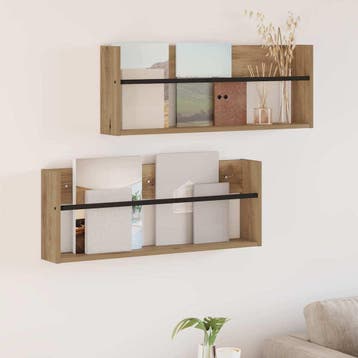 vidaXL Tijdschriftenrek met plank 2 st Artisan Eiken 80 x 12, Verzenden
