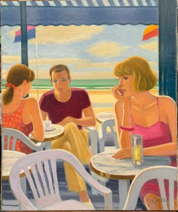 Yves Ganne (1931-2019) - Le Café de la plage (Vendu sans