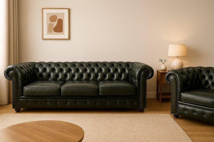 chesterfield - Canapé - Cuir, Antiek en Kunst, Curiosa en Brocante