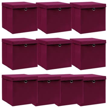 vidaXL Opbergboxen met deksel 10 st 32x32x32 cm stof, Verzenden, Nieuw