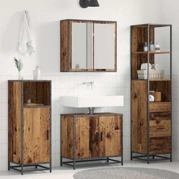 vidaXL Badkamermeubel Set 3 st Oud Hout Bewerkt hout, Verzenden, Nieuw