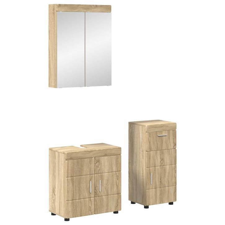 vidaXL Badkamermeubel Set TULUM 3 pcs Sonoma Eik 60 x 34 x, Huis en Inrichting, Tafels | Kaptafels, Nieuw, Verzenden