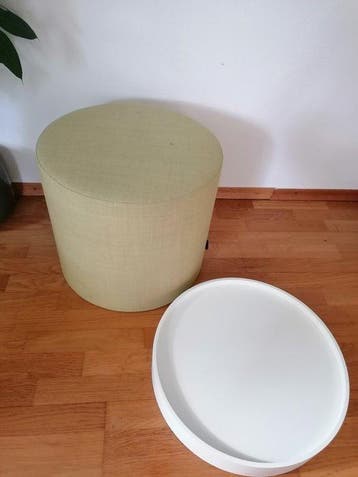 Softline - Poef - Uitvoering hoog - Textiel, Hout - Kruk en