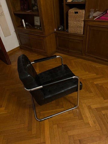 Fauteuil - Chaise cantilever rembourrée - Cuir, Acier