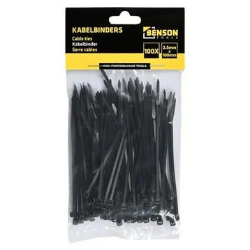 Tierips kabelbinder zwart 2,5x100 mm 100 stuks diadeem, Nieuw